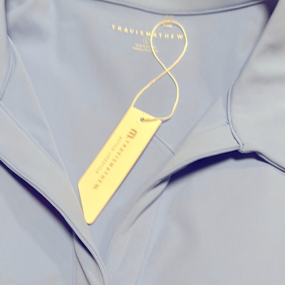 Travis Mathew Blue Boxy Crop Polo Shirt - Picture 3 of 3